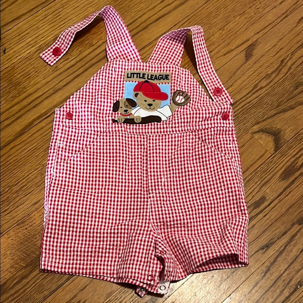 Red Checkered 12M baseball Overalls